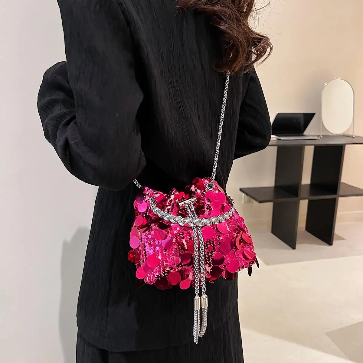 KARRESLY Evening Bag Bling Purse Shimmering Sequins Clutch Purses for Women Wedding Party Cocktail Prom Dinner