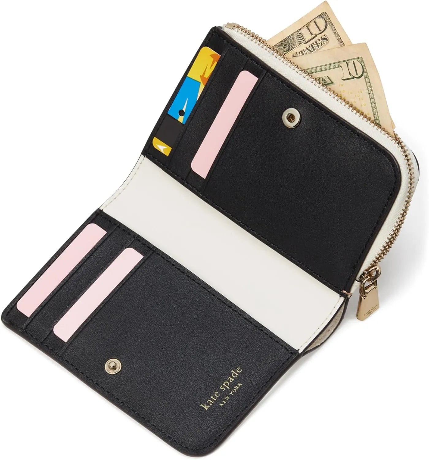 kate spade new york Ava Colorblocked Pebbled Leather Zip Bifold Wallet