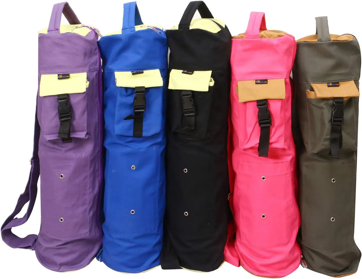 KD Yoga Mat Bag Cotton Canvas Cover Extra Large Bag Multi Functional Pockets For Bottle Belt Bricks Towel Wallet Block & More Sling Bag Mat Holder (Purple)