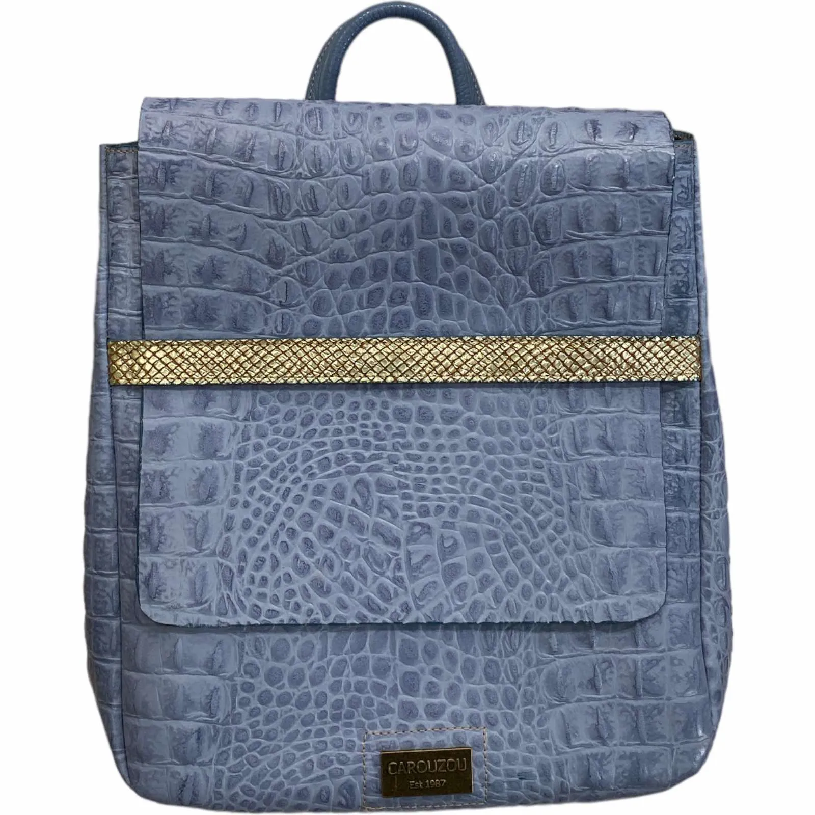 Keira. Raf blue alligator-print leather backpack