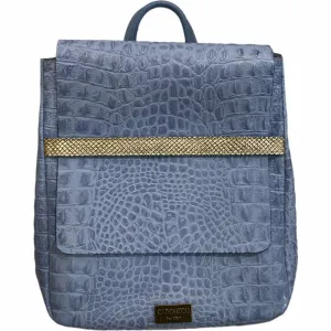 Keira. Raf blue alligator-print leather backpack