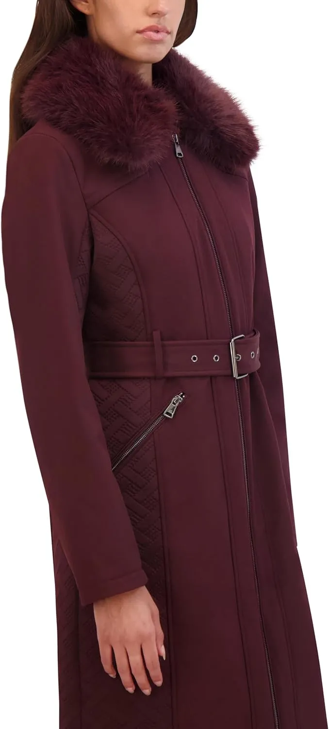 Kenneth Cole Women's Soft Shell Rain Coat with Exposed Zip Detail