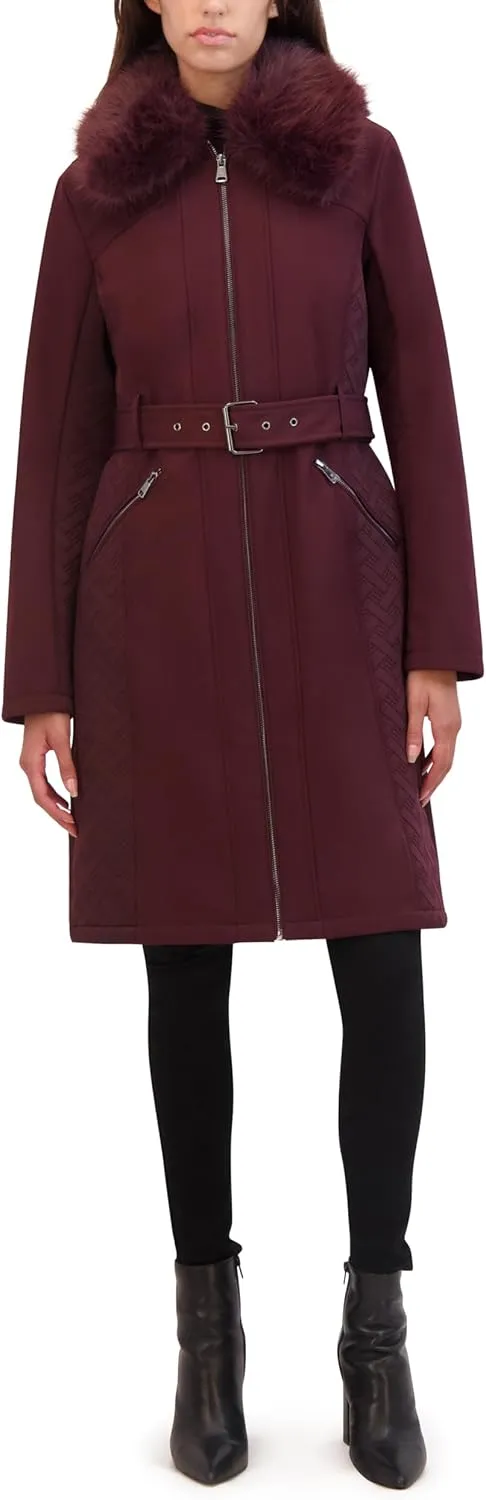 Kenneth Cole Women's Soft Shell Rain Coat with Exposed Zip Detail