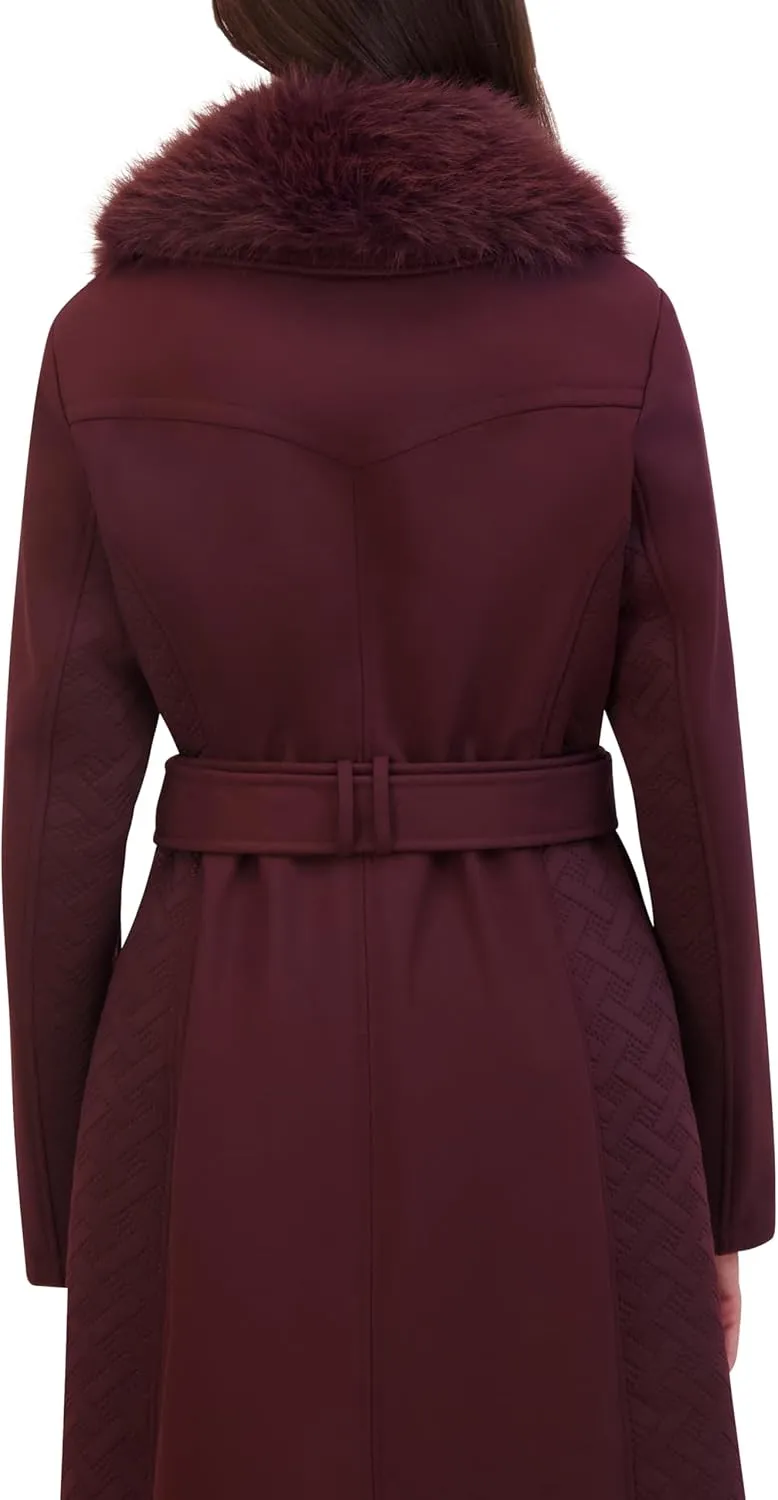Kenneth Cole Women's Soft Shell Rain Coat with Exposed Zip Detail