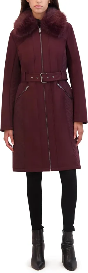 Kenneth Cole Women's Soft Shell Rain Coat with Exposed Zip Detail