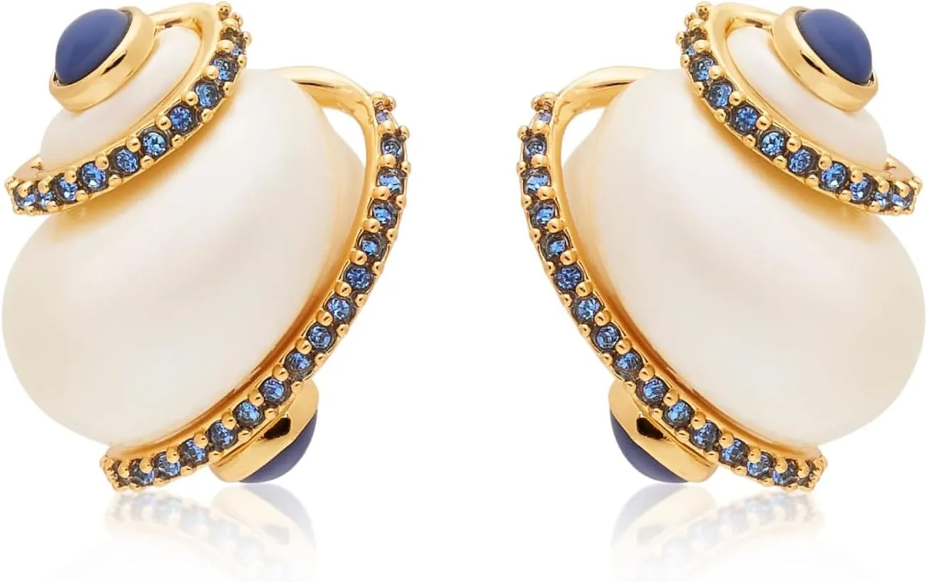 Kenneth Jay Lane Shell with Cabochon Tip Pierced Earring