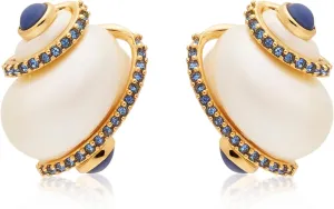 Kenneth Jay Lane Shell with Cabochon Tip Pierced Earring