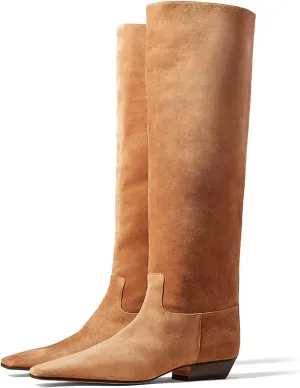 Knee High Boots for Women Chunky Low Heels Square Toe Tall Boots Long Boots Pull on Fashion Casual