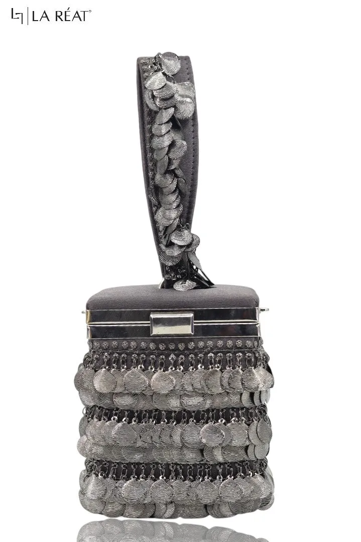 La Reat Boxy Women's Square Box Clutch Purse in Gray