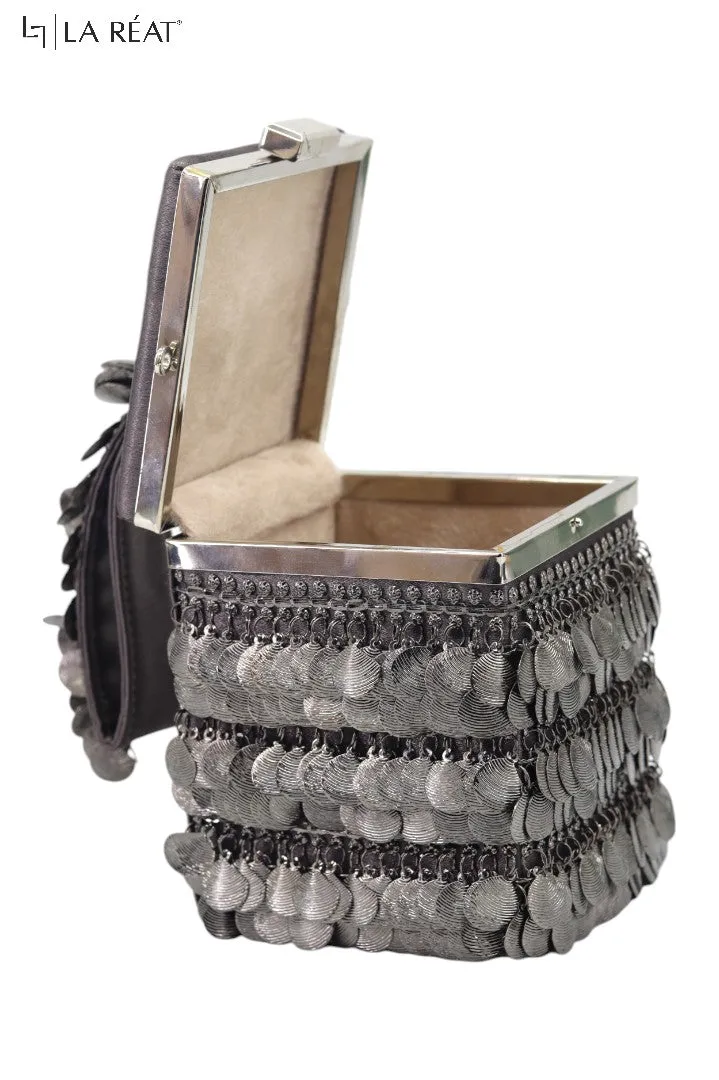 La Reat Boxy Women's Square Box Clutch Purse in Gray