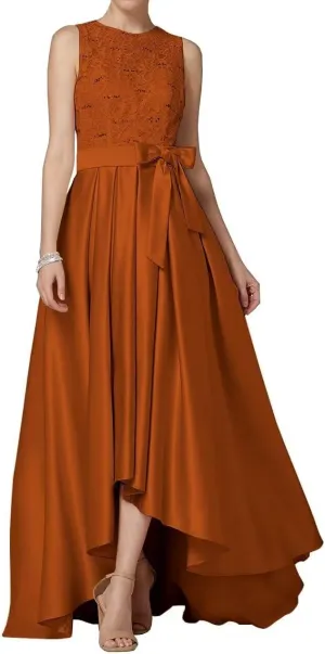 Laces Mother of The Bride Dresses Satin High Low Formal Evening Dresses for Women