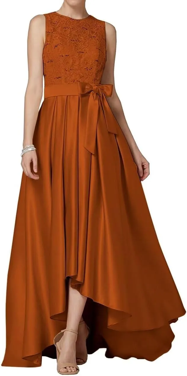 Laces Mother of The Bride Dresses Satin High Low Formal Evening Dresses for Women