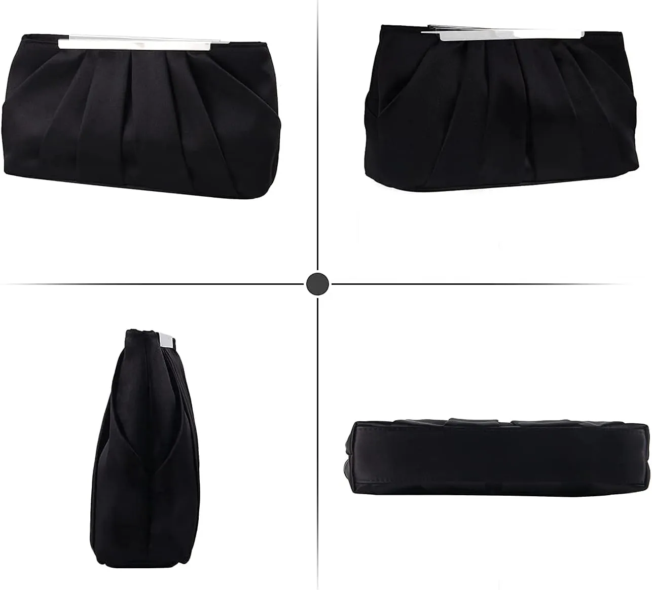Lanpet Women's Satin Evening Clutch Bag Elegant Pleated Formal Handbag Simple Classic Purse for Women