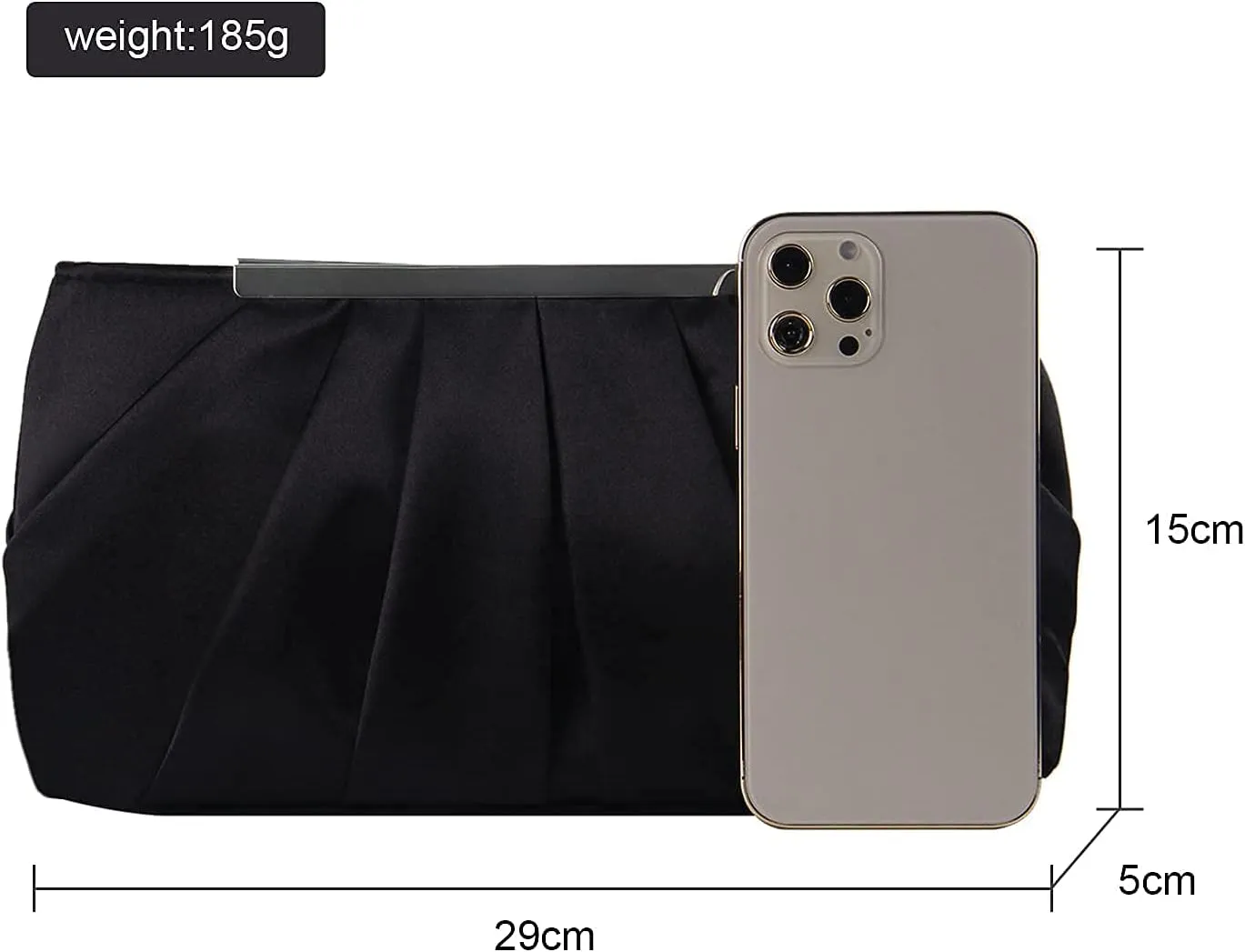 Lanpet Women's Satin Evening Clutch Bag Elegant Pleated Formal Handbag Simple Classic Purse for Women