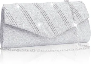 Larcenciel Women's Evening Handbags, Glitter Envelope Clutch Purses, Formal Ladies bag for Date Night Out Party,8.7×4.3x2.4in