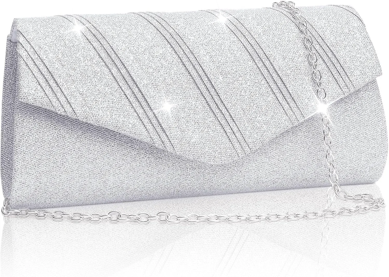 Larcenciel Women's Evening Handbags, Glitter Envelope Clutch Purses, Formal Ladies bag for Date Night Out Party,8.7×4.3x2.4in