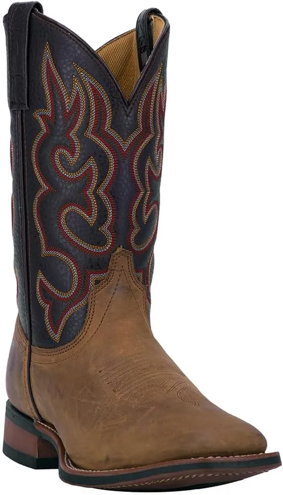 Laredo Mens Lodi Embroidered Square Toe Casual Boots Mid Calf - Brown
