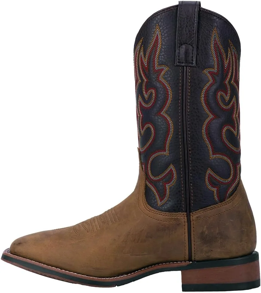 Laredo Mens Lodi Embroidered Square Toe Casual Boots Mid Calf - Brown