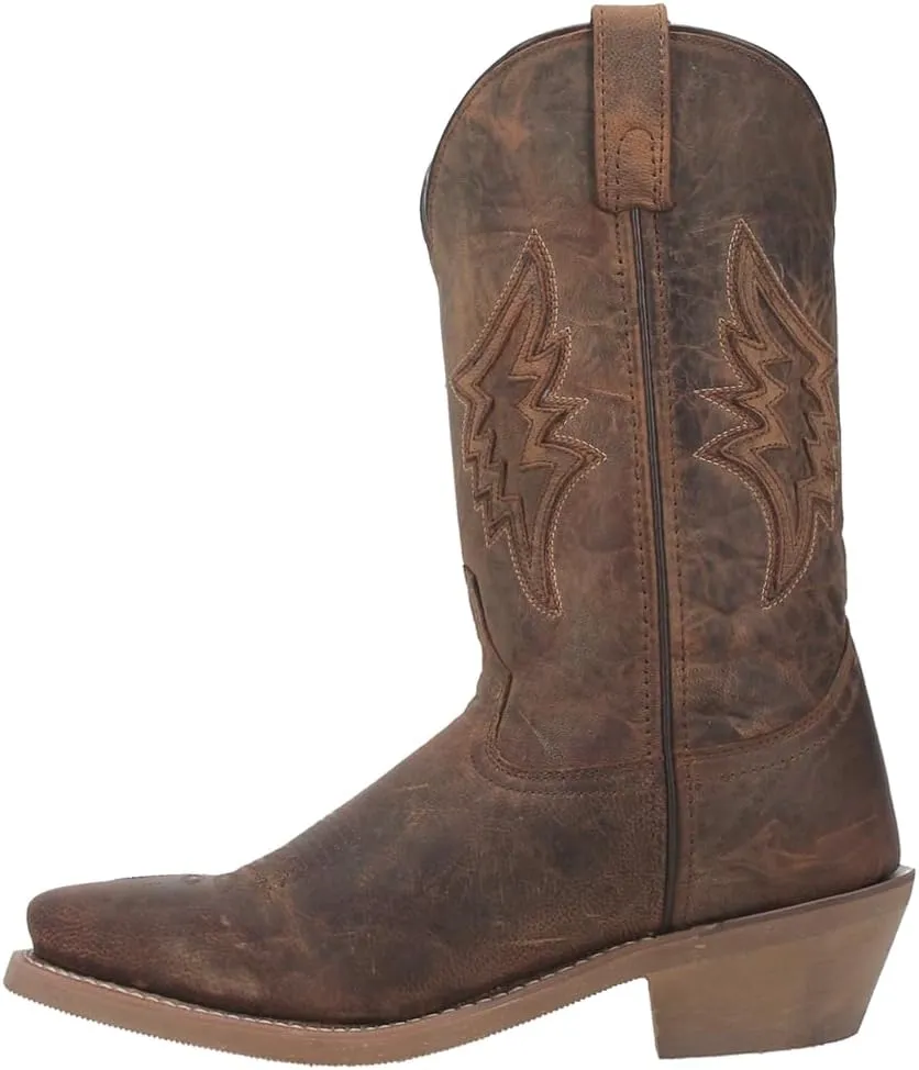 Laredo Mens Nico Embroidered Square Toe Pull On Casual Boots Mid Calf - Brown