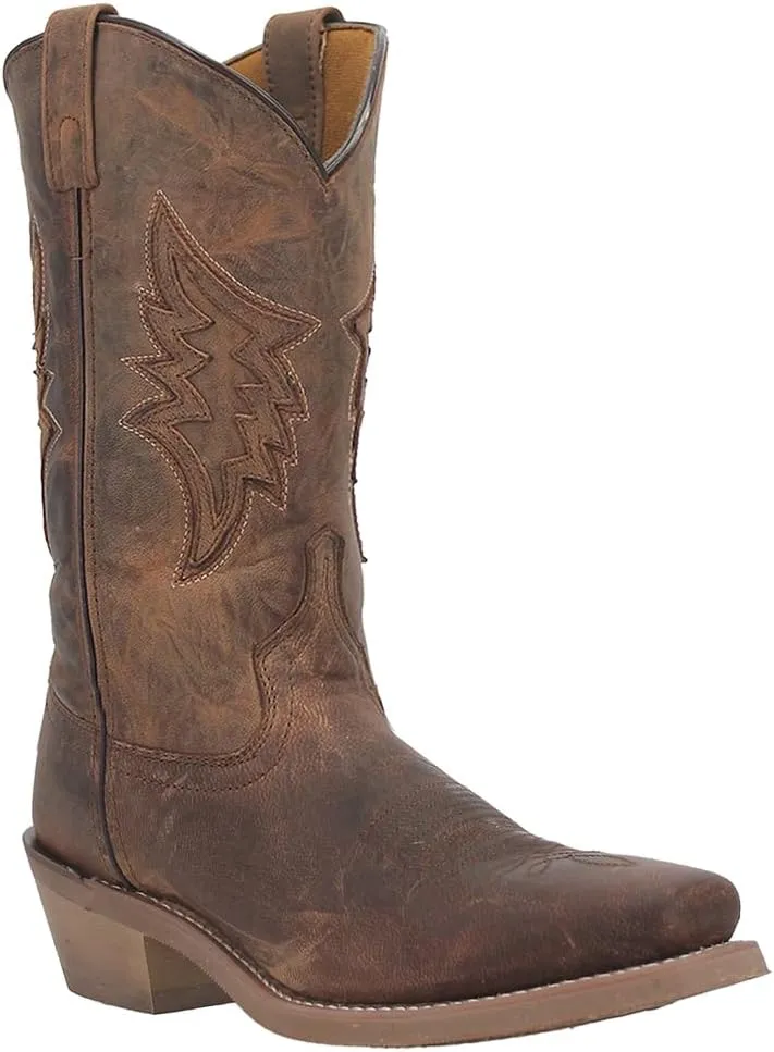 Laredo Mens Nico Embroidered Square Toe Pull On Casual Boots Mid Calf - Brown