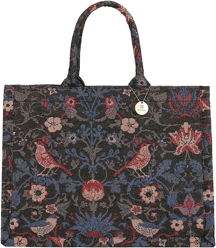 Large Canvas Tote Bag Purse for Women,Laptop Tote Bag with Pockets,Retro Emb Shoulder Handbags,Big Tote Bag Teacher Aesthetic