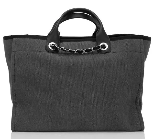 Large Canvas With Sequins Deauville Tote, Charcoal **Limited Stock**
