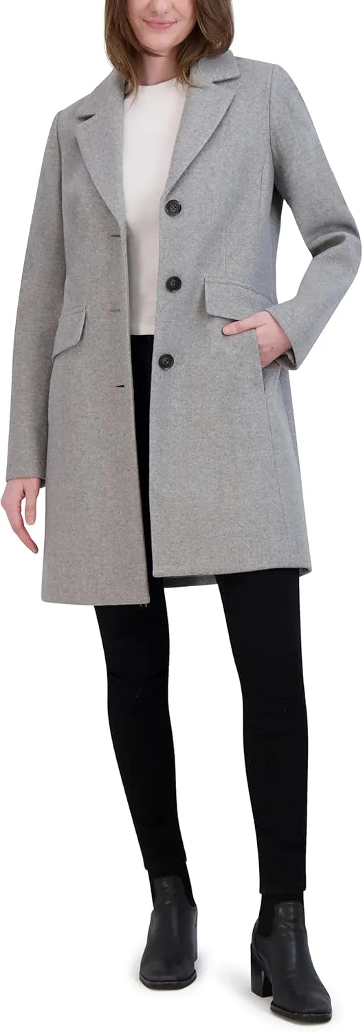 Laundry by Shelli Segal Women's Faux Wool Coat with Notch Collar