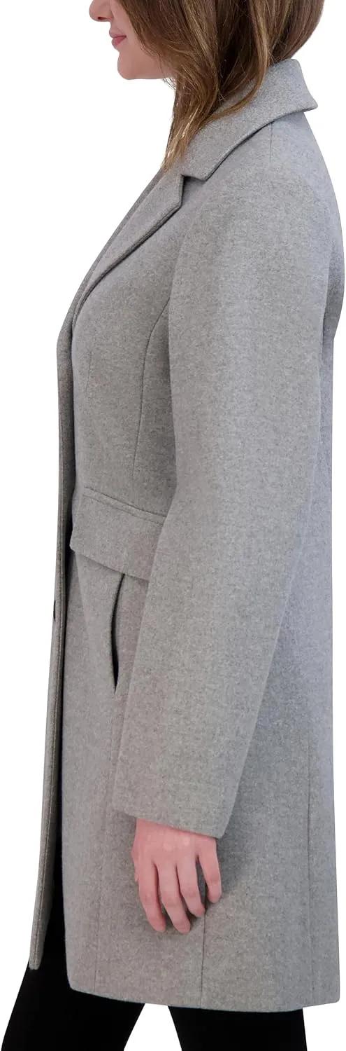 Laundry by Shelli Segal Women's Faux Wool Coat with Notch Collar