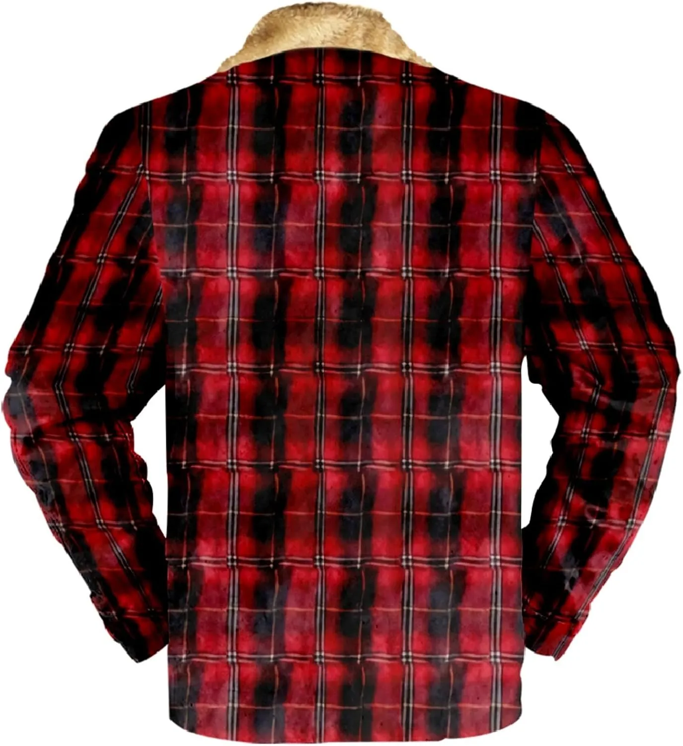 LCMTWX Mens Plaid Jacket Casual Plaid Print Hooded Zipper Pocket Long Sleeve Shirt Patchwork Jacket Loose Thickened ​Coat