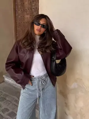 Leo Faux Leather Loose Fit Jacket