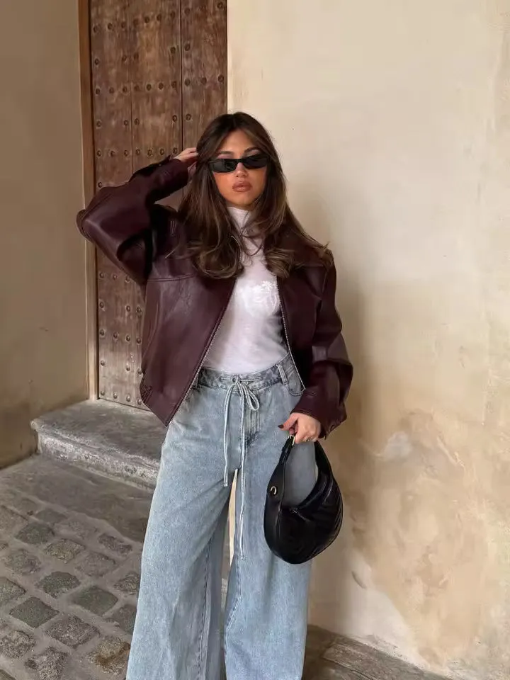 Leo Faux Leather Loose Fit Jacket