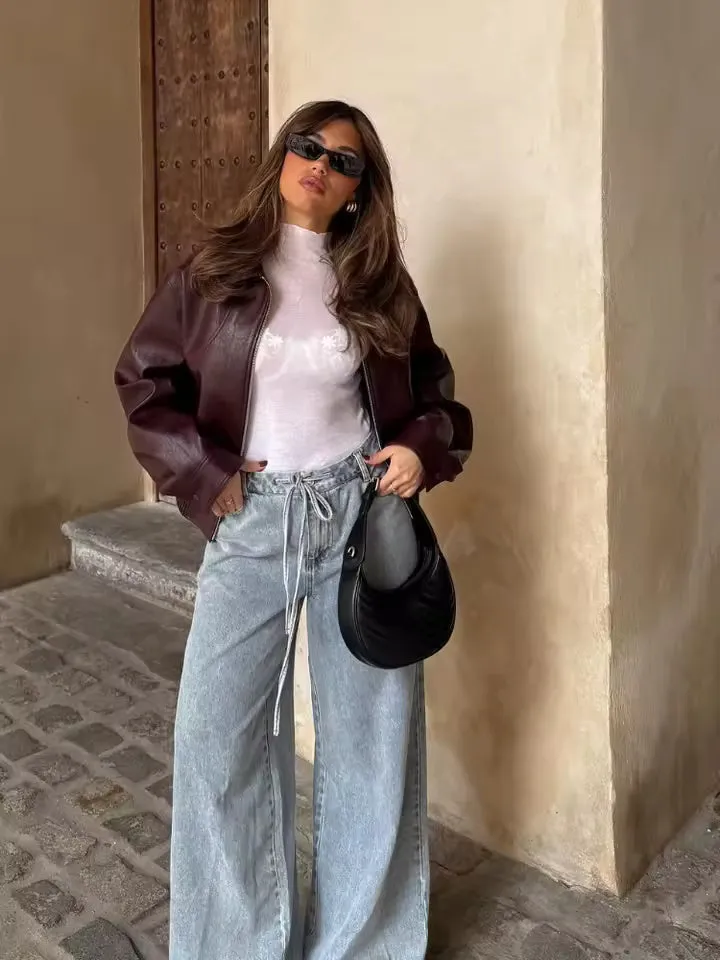 Leo Faux Leather Loose Fit Jacket