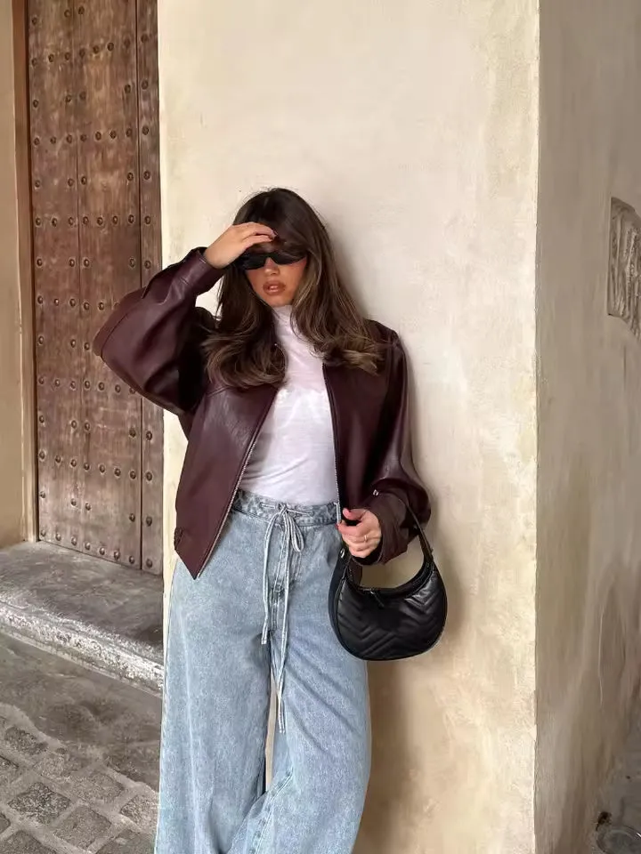 Leo Faux Leather Loose Fit Jacket