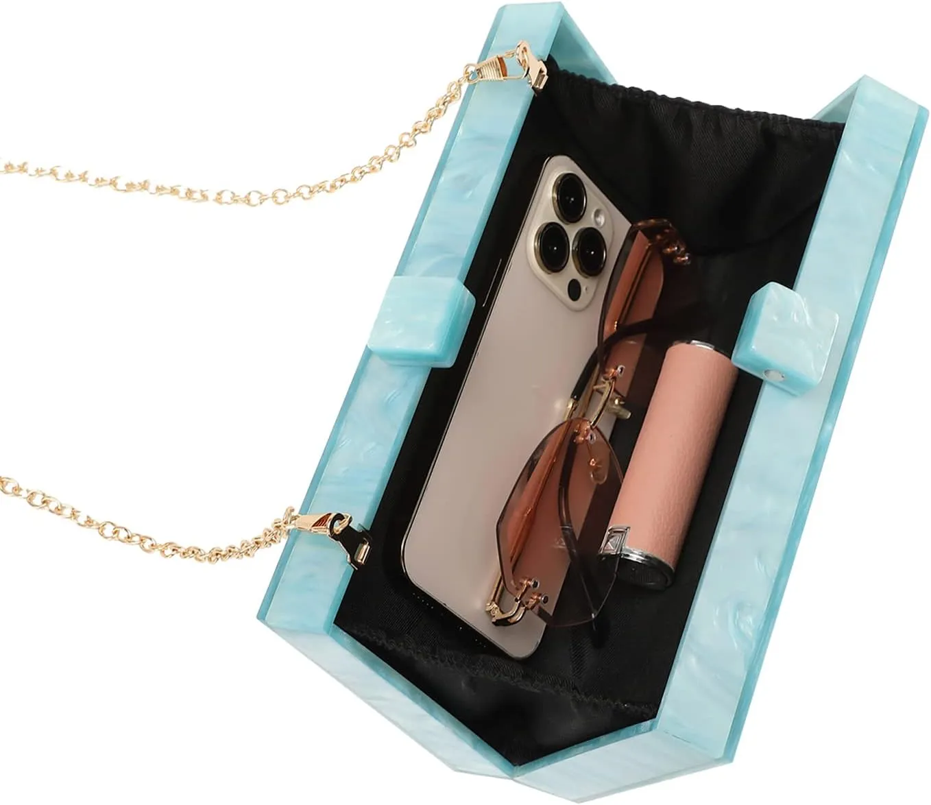 LETODE Clutch Purses for Women-Evil Eye Acrylic Clutch Glitter Purse Evening Bag Chain Shoulder Crossbody Handbags