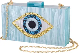 LETODE Clutch Purses for Women-Evil Eye Acrylic Clutch Glitter Purse Evening Bag Chain Shoulder Crossbody Handbags