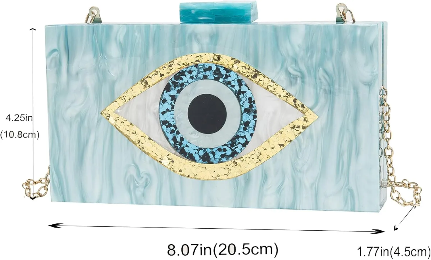 LETODE Clutch Purses for Women-Evil Eye Acrylic Clutch Glitter Purse Evening Bag Chain Shoulder Crossbody Handbags
