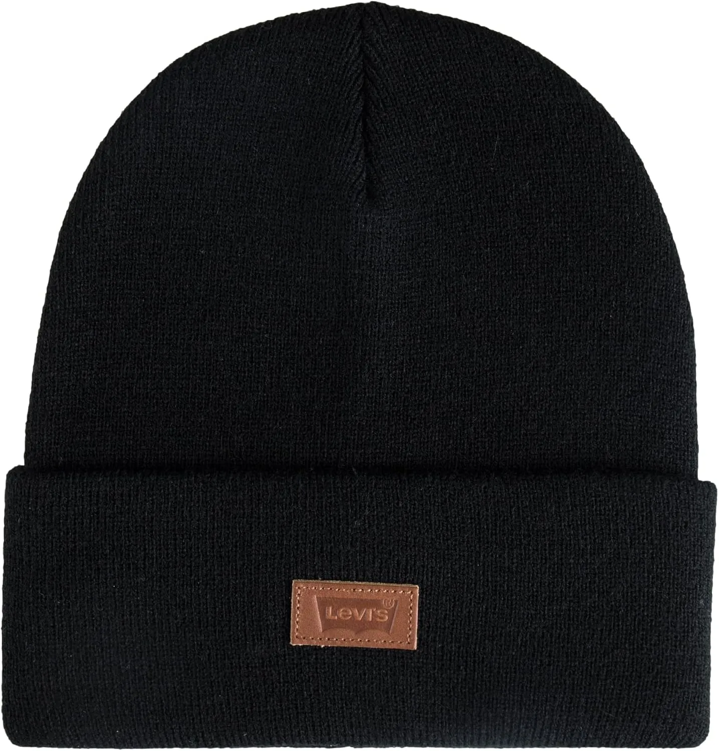 Levi's All Season Comfy Leather Logo Patch Cuffed Hero Beanie