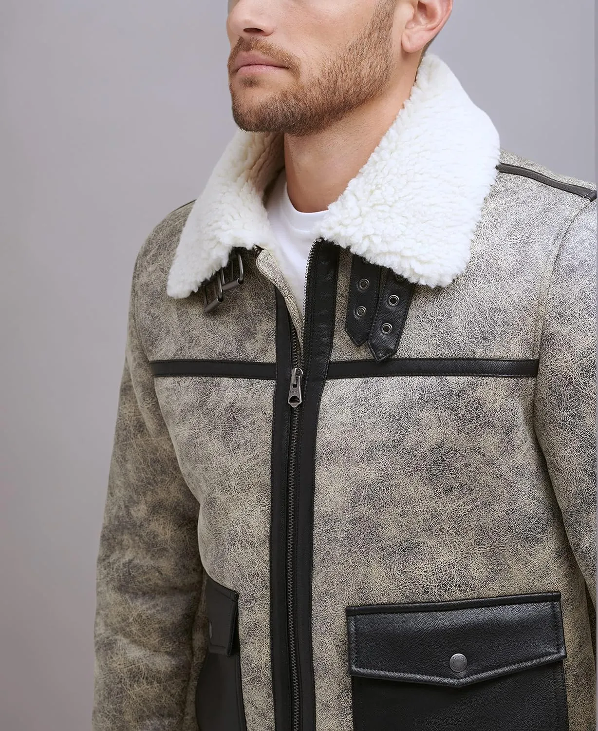 Levi's Men's Faux Shearling Rancher Aviator Jacket
