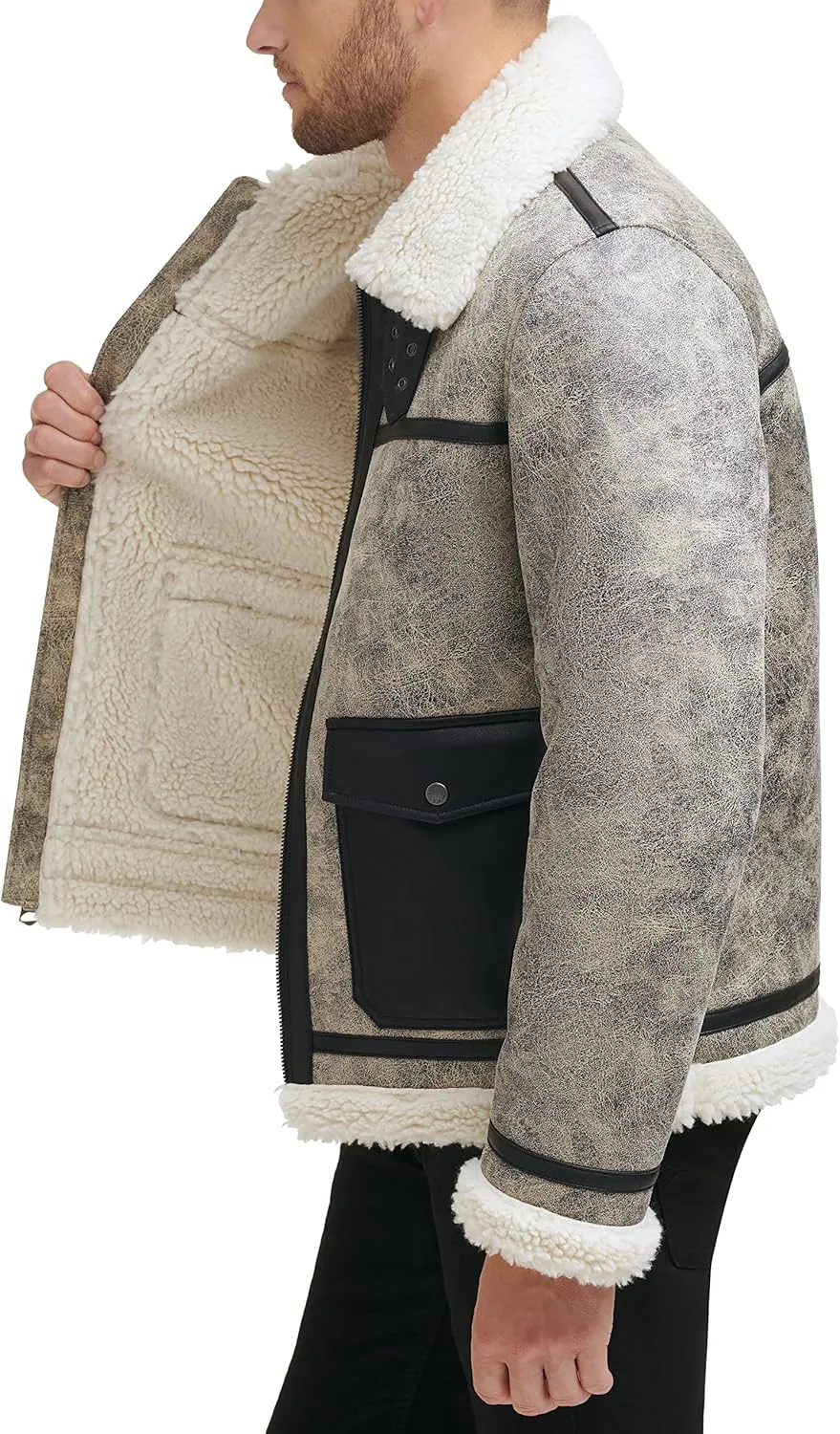 Levi's Men's Faux Shearling Rancher Aviator Jacket