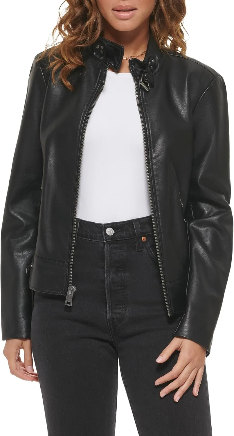 Levi's womens Faux Leather Motocross Racer Jacket (Standard and Plus)