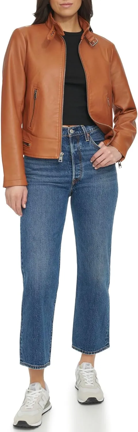 Levi's womens Faux Leather Motocross Racer Jacket (Standard and Plus)