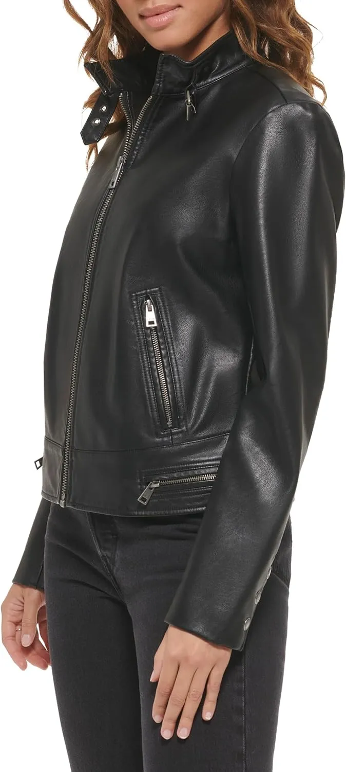 Levi's womens Faux Leather Motocross Racer Jacket (Standard and Plus)