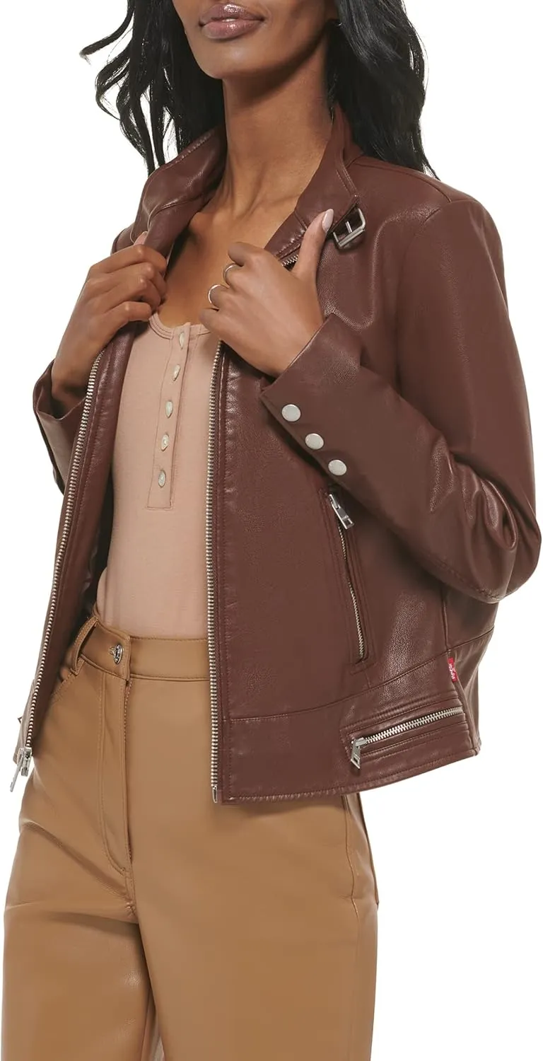 Levi's womens Faux Leather Motocross Racer Jacket (Standard and Plus)