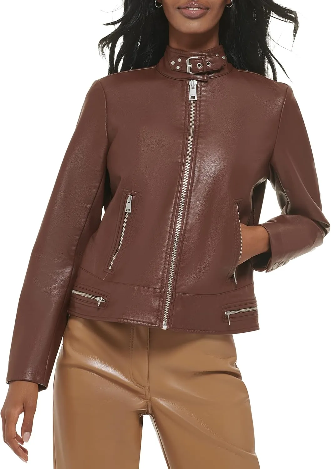 Levi's womens Faux Leather Motocross Racer Jacket (Standard and Plus)