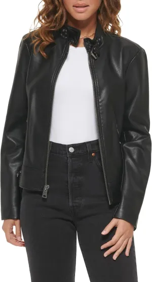Levi's womens Faux Leather Motocross Racer Jacket (Standard and Plus)