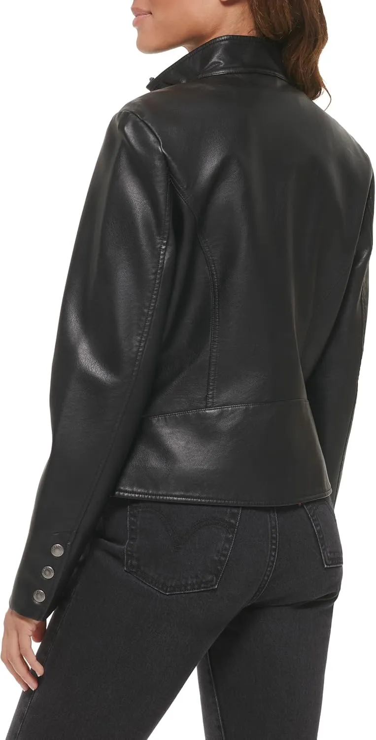 Levi's womens Faux Leather Motocross Racer Jacket (Standard and Plus)