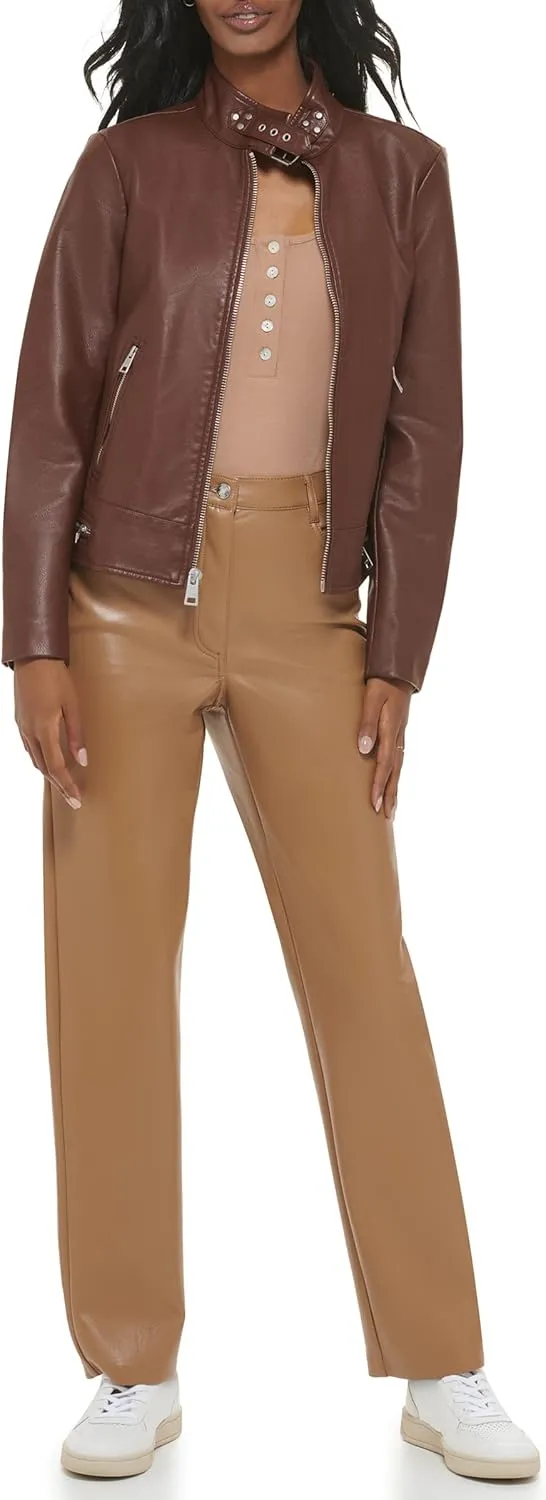 Levi's womens Faux Leather Motocross Racer Jacket (Standard and Plus)