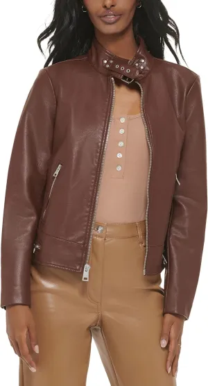 Levi's womens Faux Leather Motocross Racer Jacket (Standard and Plus)