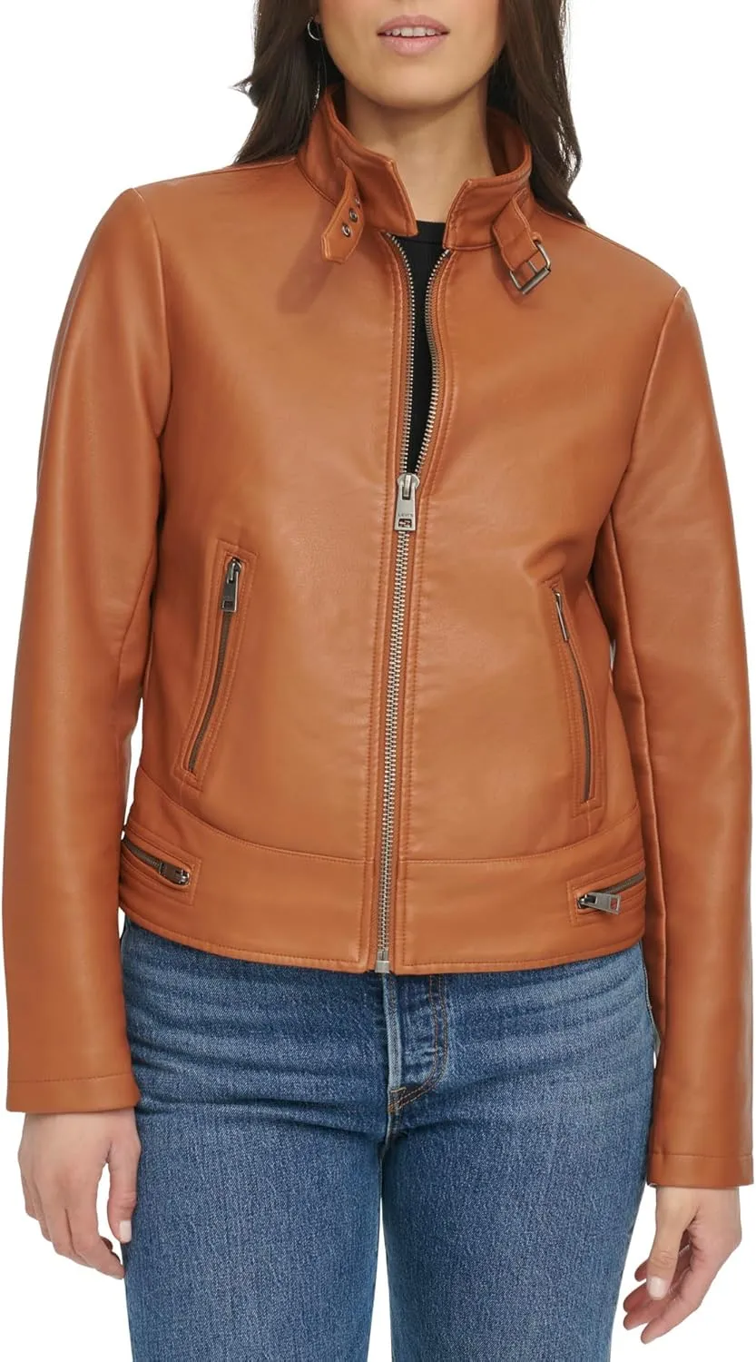 Levi's womens Faux Leather Motocross Racer Jacket (Standard and Plus)