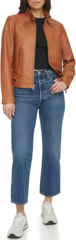 Levi's womens Faux Leather Motocross Racer Jacket (Standard and Plus)